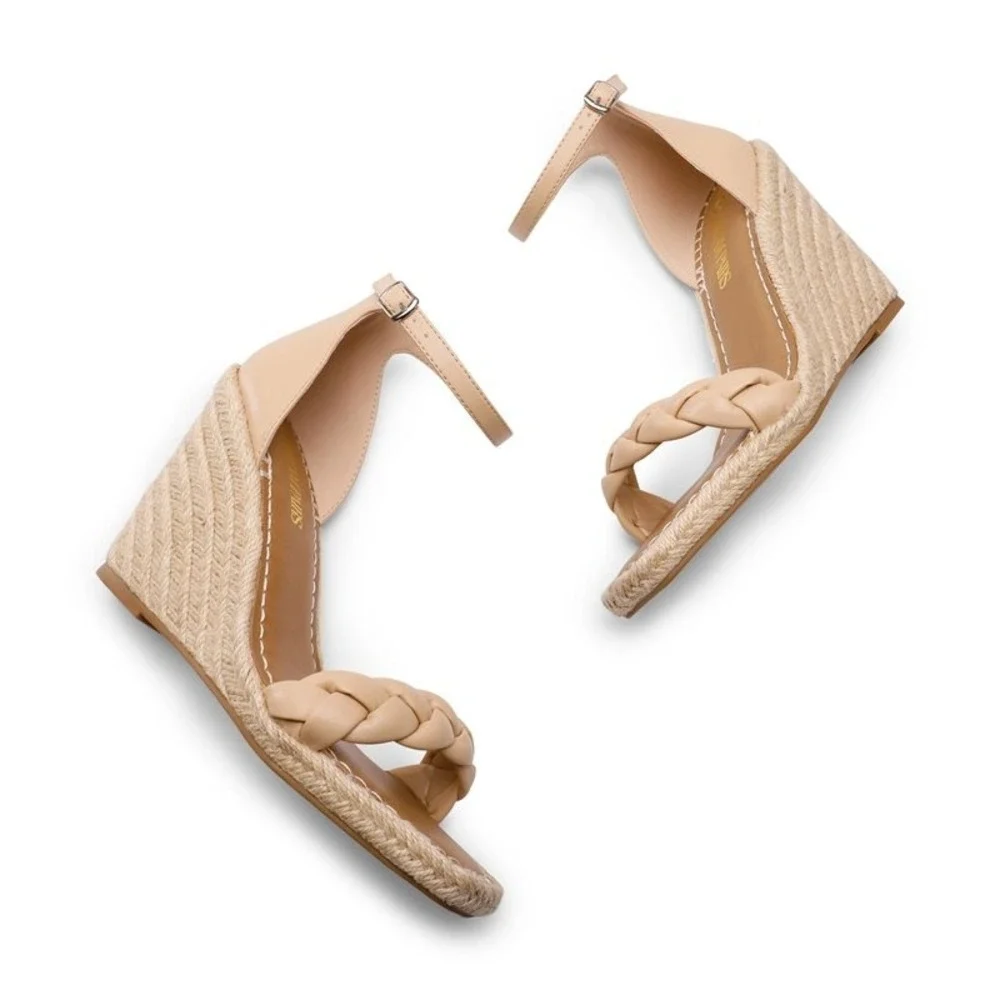 Espadrilles Braided Strap Square Toe Wedge Sandals Womens Size US 8.5‎